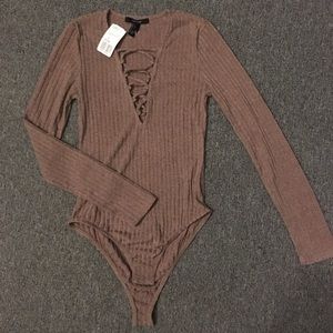 Forever 21 Lace Up Bodysuit, size S